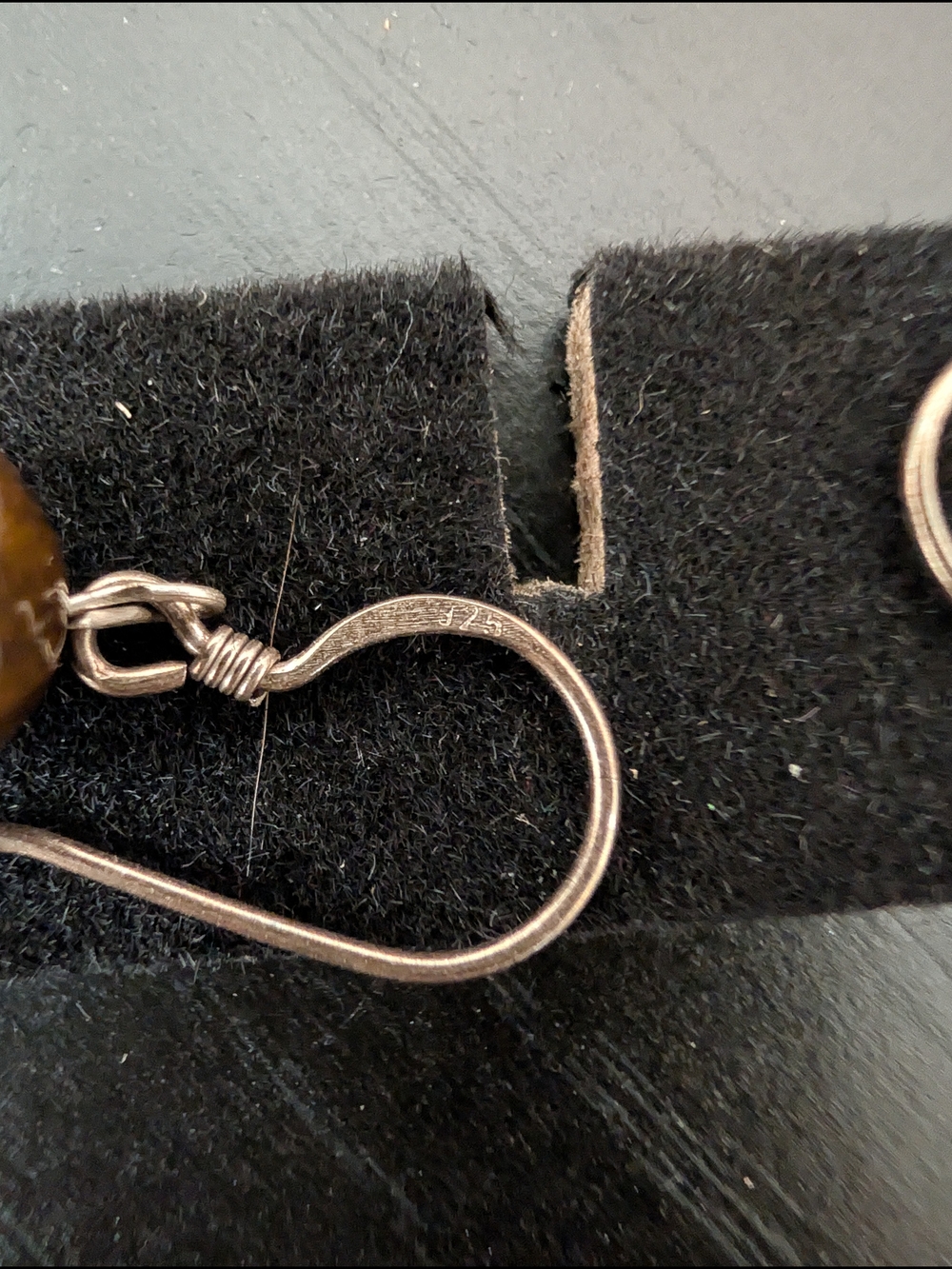 Brown-Orange Tigers Eye Bead Drop Earrings - Picture 5 of 5